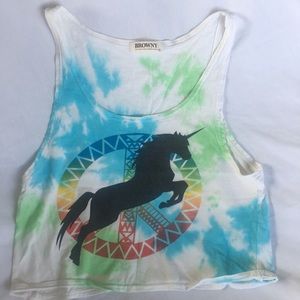 Unicorn crop top, tie dye